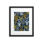 Cheerful Garden Minimalist Pattern in Light Mustard, Dark Mustard, White, Gray, and Navy Blue Framed Art Print Gallery Image 6
