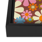 Cheerful Groovy Retro Garden Flowers 60s 70s Floral Pattern Framed Canvas Print Gallery Image 3