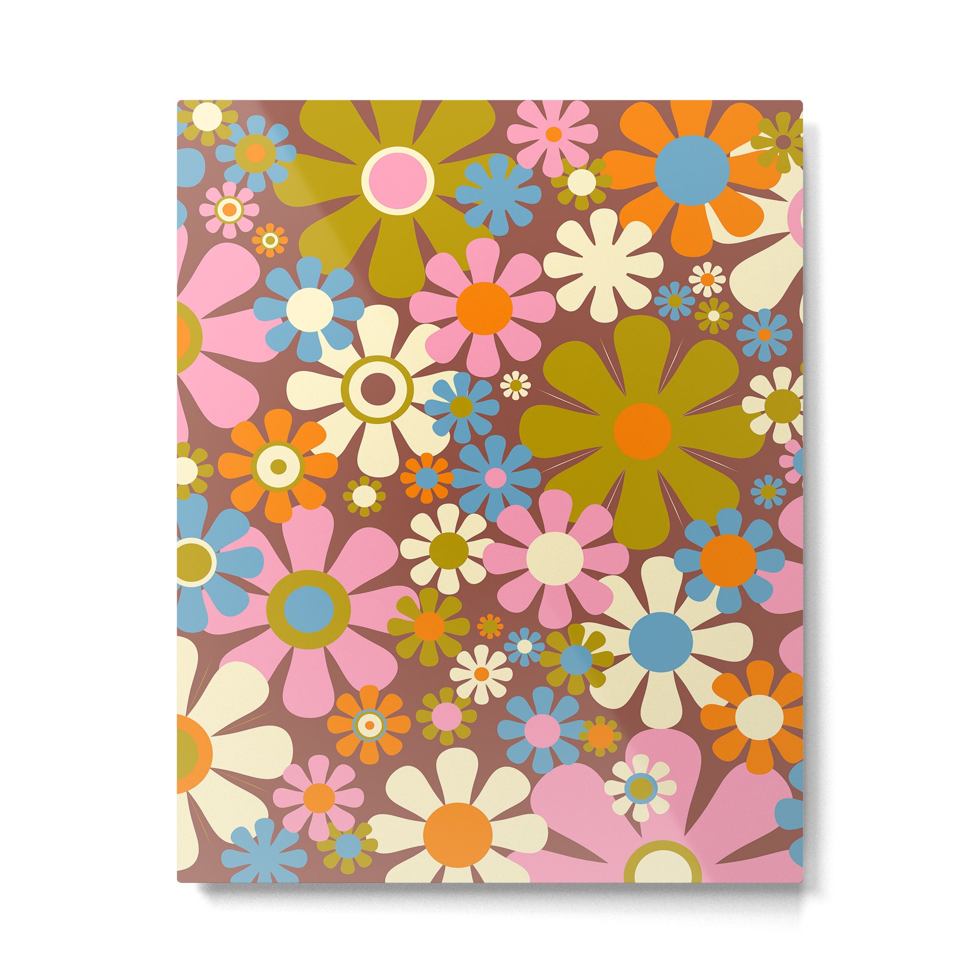 Cheerful Groovy Retro Garden Flowers 60s 70s Floral Pattern Metal Print Gallery Image 6