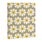 Cheerful Retro Daisy Floral Pattern in Mustard Gold and Gray Canvas Print Gallery Image 8