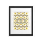 Cheerful Retro Daisy Floral Pattern in Mustard Gold and Gray Framed Art Print Gallery Image 6