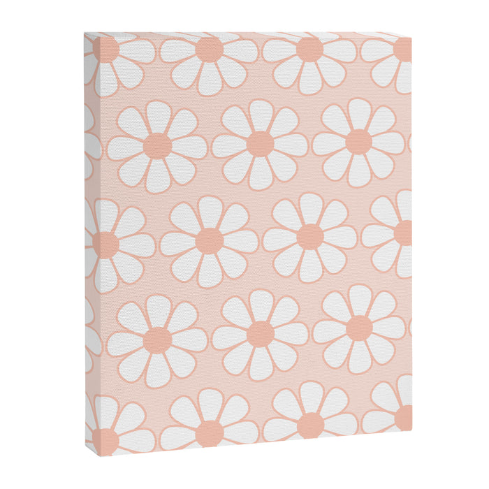 Cheerful Retro Daisy Floral Pattern in Pale Pastel Blush Pink Canvas Print Gallery Image 1