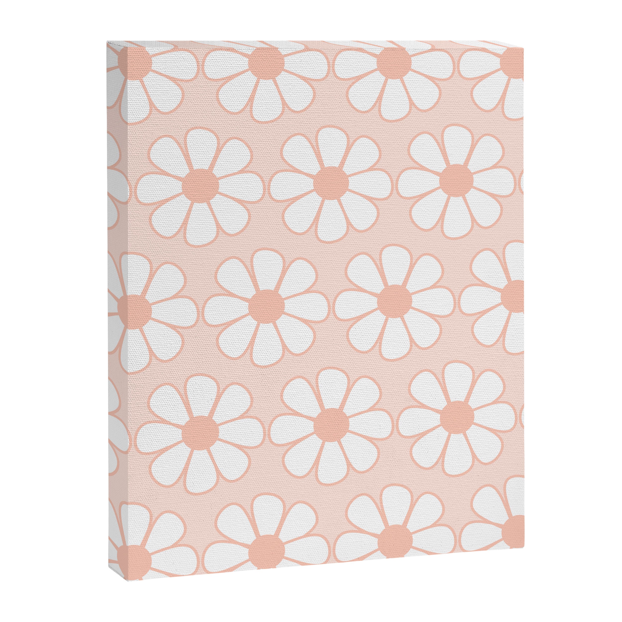 Cheerful Retro Daisy Floral Pattern in Pale Pastel Blush Pink Canvas Print Gallery Image 8