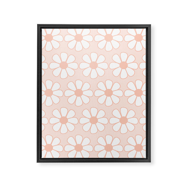 Cheerful Retro Daisy Floral Pattern in Pale Pastel Blush Pink Framed Canvas Print Gallery Image 8
