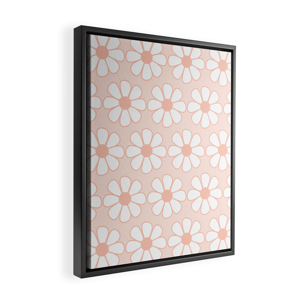 Cheerful Retro Daisy Floral Pattern in Pale Pastel Blush Pink Framed Canvas Print Gallery Image 2