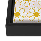 Cheerful Retro Daisy Flowers Pattern in Pale Pink and Mustard Framed Canvas Print Gallery Image 3