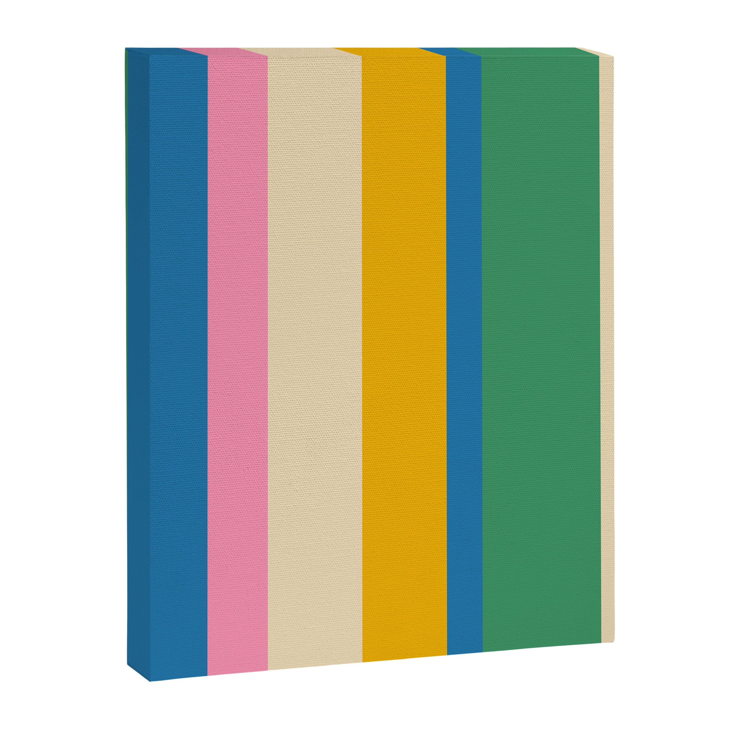 Cheerful Retro Modern Vertical Stripe Pattern Blue Green Mustard Pink Canvas Print Gallery Image 8