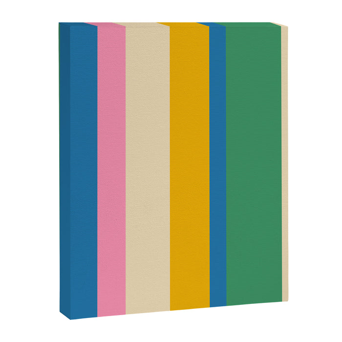 Cheerful Retro Modern Vertical Stripe Pattern Blue Green Mustard Pink Canvas Print Gallery Image 1