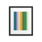 Cheerful Retro Modern Vertical Stripe Pattern Blue Green Mustard Pink Framed Art Print Gallery Image 6