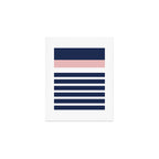 Cheerful Striped Pattern in Navy Blue, Pink, and White Art Print Gallery Image 1