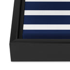 Cheerful Striped Pattern in Navy Blue, Pink, and White Framed Canvas Print Gallery Image 3