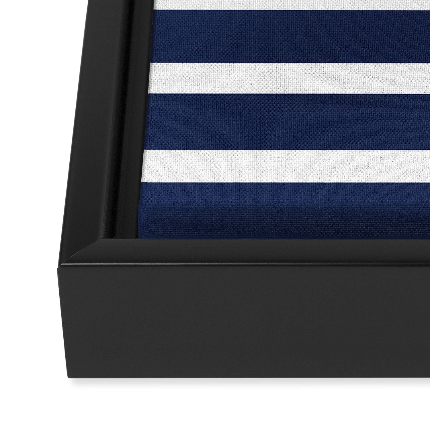 Cheerful Striped Pattern in Navy Blue, Pink, and White Framed Canvas Print Gallery Image 3