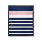 Cheerful Striped Pattern in Navy Blue, Pink, and White Framed Canvas Print Gallery Image 8