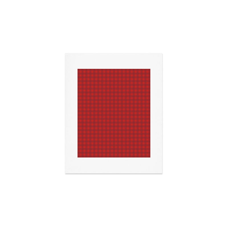 Cherry Red Gingham Check Pattern Art Print Gallery Image 1