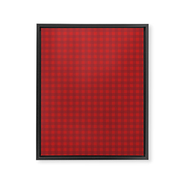 Cherry Red Gingham Check Pattern Framed Canvas Print Gallery Image 1
