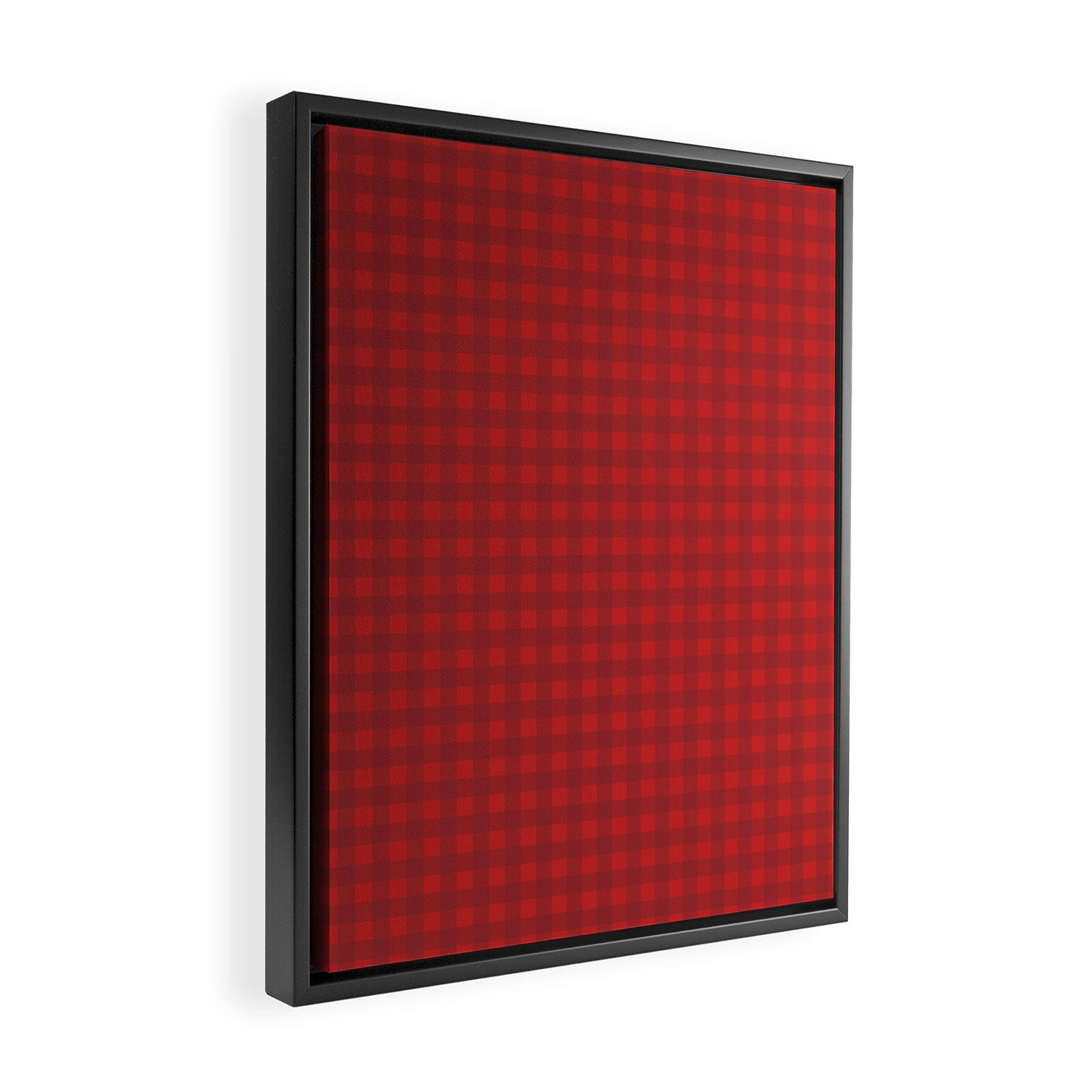 Cherry Red Gingham Check Pattern Framed Canvas Print Gallery Image 2
