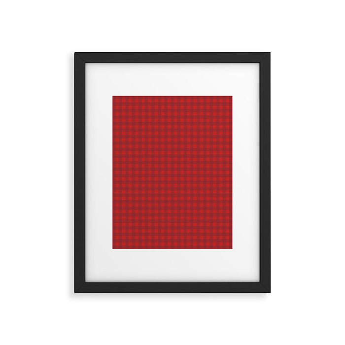 Cherry Red Gingham Check Pattern Framed Art Print Gallery Image 1