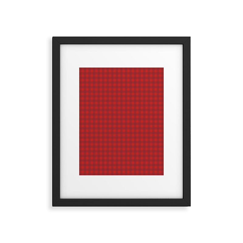 Cherry Red Gingham Check Pattern Framed Art Print Gallery Image 5