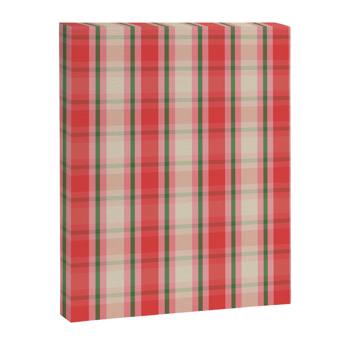 Christmas Cottage Plaid Pattern Red Pink Green Canvas Print Gallery Image 1