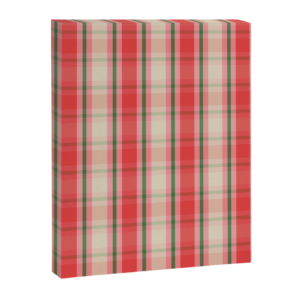 Christmas Cottage Plaid Pattern Red Pink Green Canvas Print Gallery Image 8