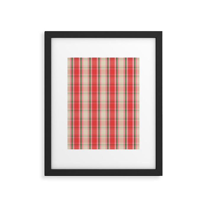 Christmas Cottage Plaid Pattern Red Pink Green Framed Art Print Gallery Image 1