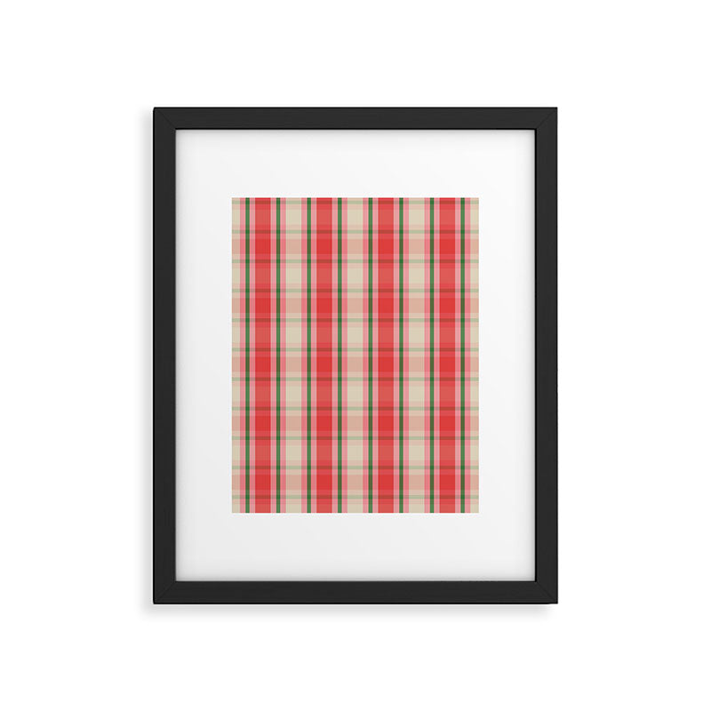 Christmas Cottage Plaid Pattern Red Pink Green Framed Art Print Gallery Image 6