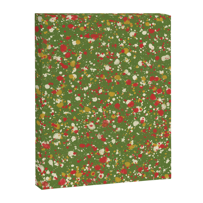 Christmas Spatter Paint in Retro Xmas Red, Cream, Gold, and Olive Green Canvas Print Gallery Image 1