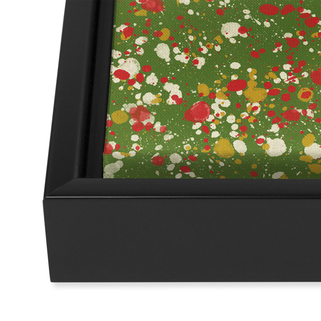Christmas Spatter Paint in Retro Xmas Red, Cream, Gold, and Olive Green Framed Canvas Print Gallery Image 3