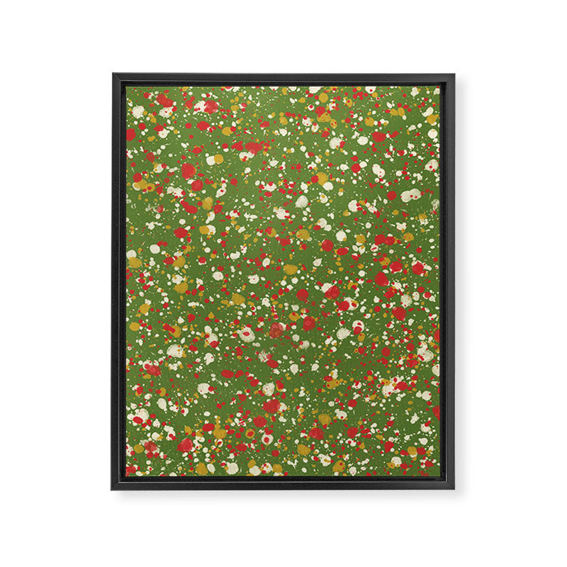 Christmas Spatter Paint in Retro Xmas Red, Cream, Gold, and Olive Green Framed Canvas Print Gallery Image 8