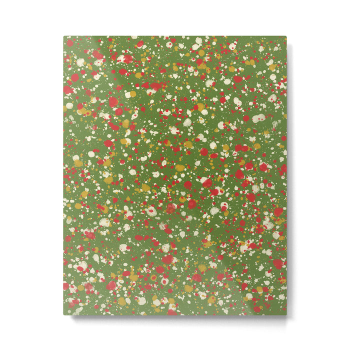 Christmas Spatter Paint in Retro Xmas Red, Cream, Gold, and Olive Green Metal Print Gallery Image 1