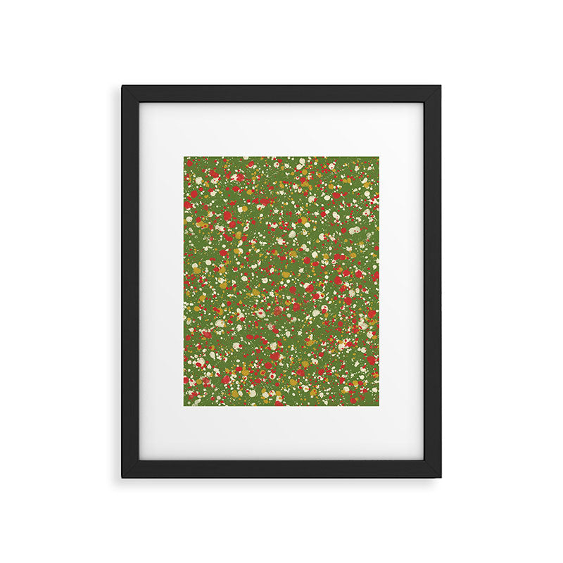 Christmas Spatter Paint in Retro Xmas Red, Cream, Gold, and Olive Green Framed Art Print Gallery Image 6