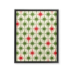 Christmas Starbursts - Atomic Age Xmas Holiday Pattern in Red and Retro Green on Cream Framed Canvas Print Gallery Image 6