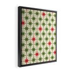 Christmas Starbursts - Atomic Age Xmas Holiday Pattern in Red and Retro Green on Cream Framed Canvas Print Gallery Image 2