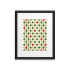 Christmas Starbursts - Atomic Age Xmas Holiday Pattern in Red and Retro Green on Cream Framed Art Print Gallery Image 5
