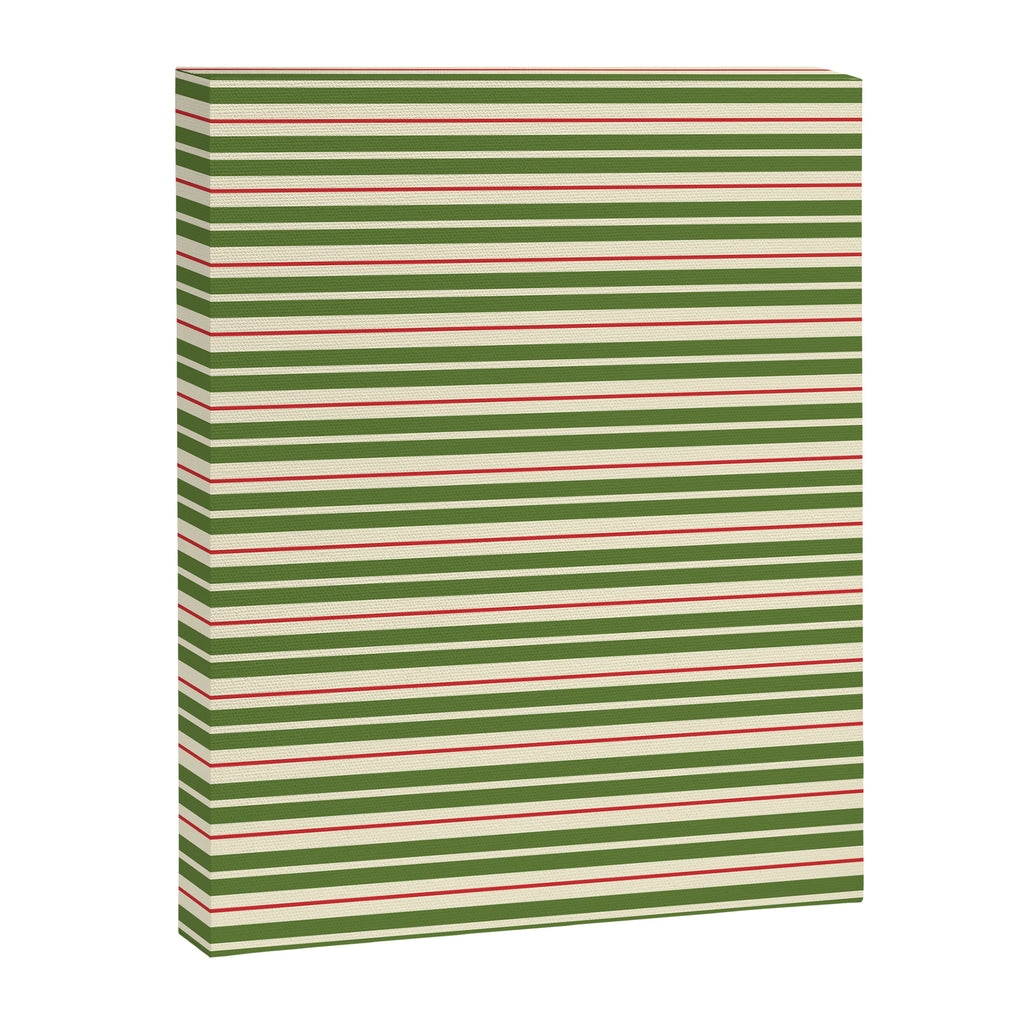 Christmas Stripes Retro Holiday Stripe Pattern in Xmas Green Red Cream  Canvas Print Gallery Image 8