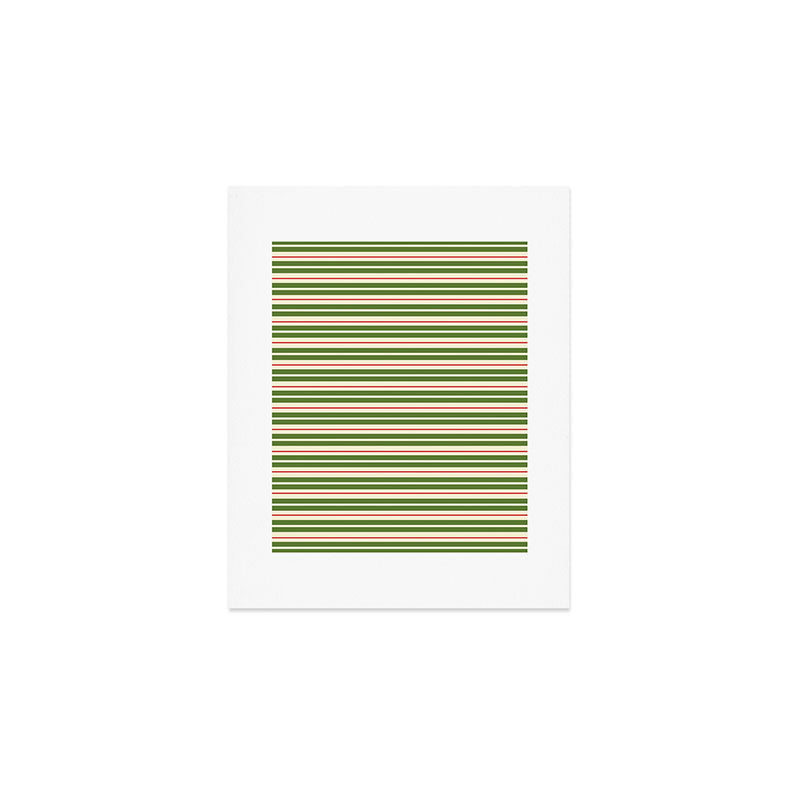 Christmas Stripes Retro Holiday Stripe Pattern in Xmas Green Red Cream  Art Print Gallery Image 1