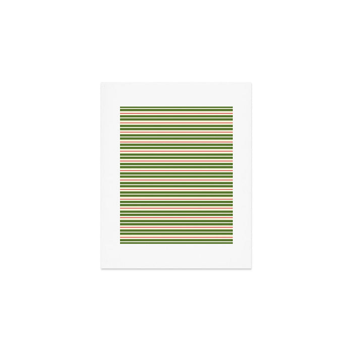 Christmas Stripes Retro Holiday Stripe Pattern in Xmas Green Red Cream  Art Print Gallery Image 1