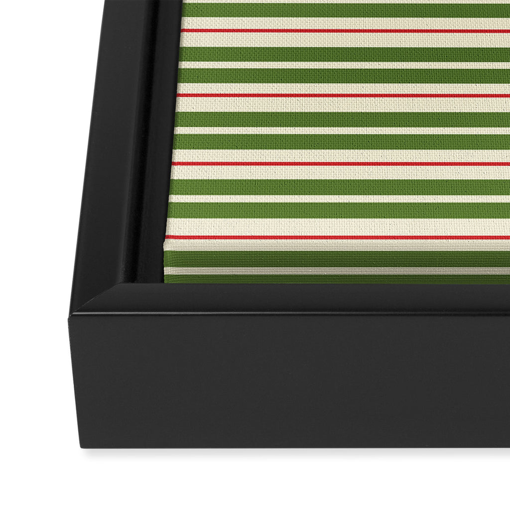 Christmas Stripes Retro Holiday Stripe Pattern in Xmas Green Red Cream  Framed Canvas Print Gallery Image 3
