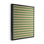 Christmas Stripes Retro Holiday Stripe Pattern in Xmas Green Red Cream  Framed Canvas Print Gallery Image 2