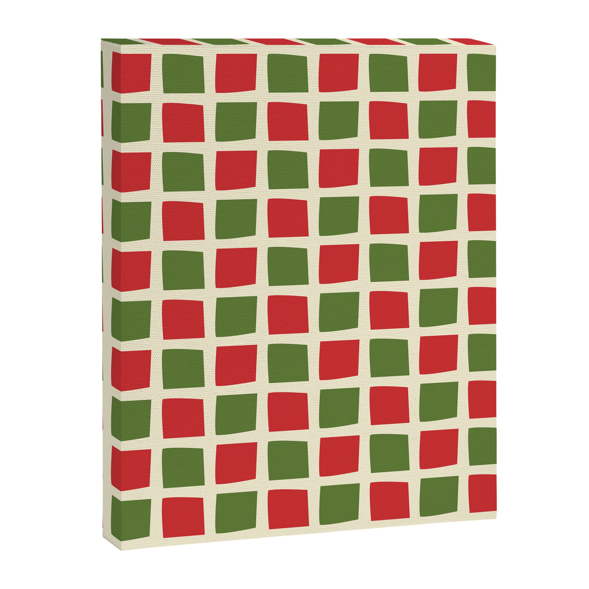 Christmas Windows Mid Century Modern Checkered Red Green Cream Retro Holiday Pattern Canvas Print Gallery Image 8