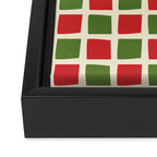 Christmas Windows Mid Century Modern Checkered Red Green Cream Retro Holiday Pattern Framed Canvas Print Gallery Image 3