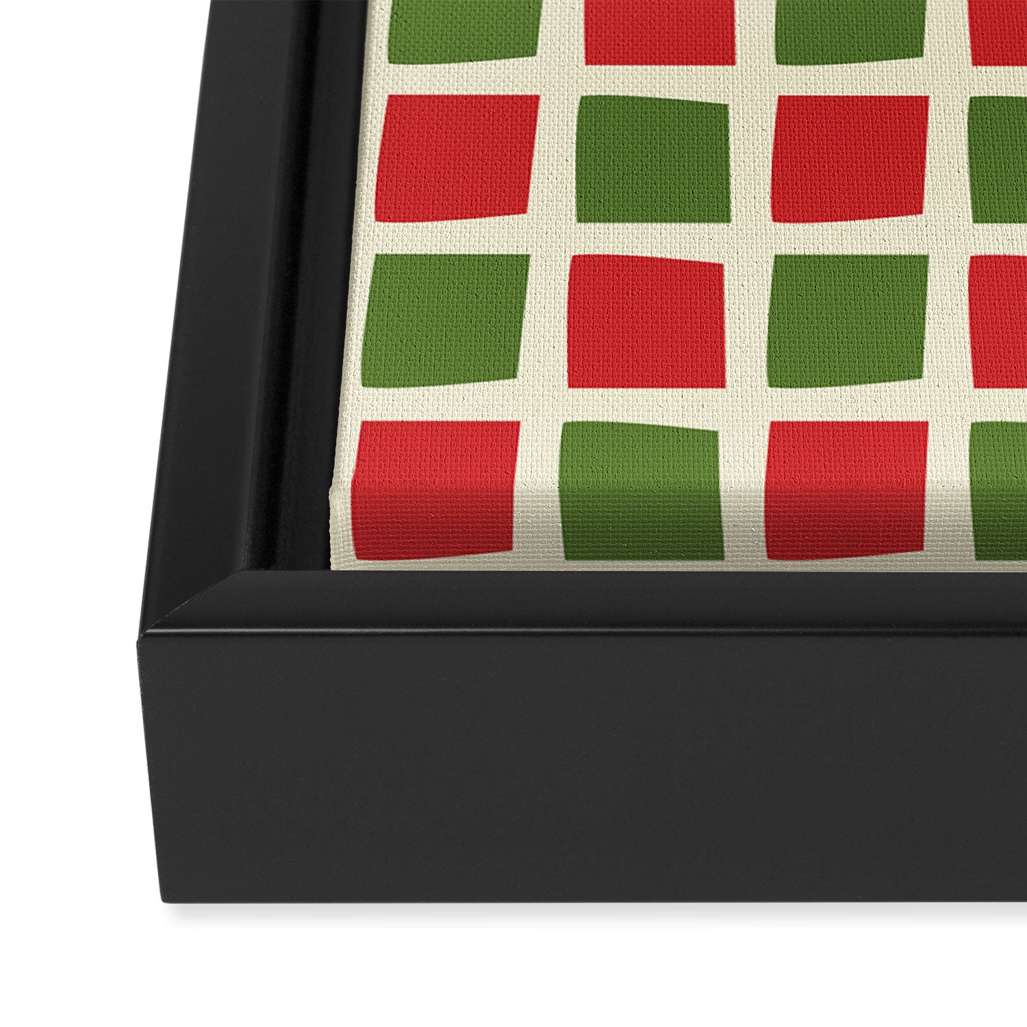 Christmas Windows Mid Century Modern Checkered Red Green Cream Retro Holiday Pattern Framed Canvas Print Gallery Image 3