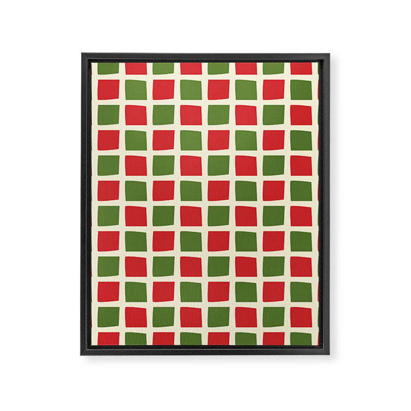 Christmas Windows Mid Century Modern Checkered Red Green Cream Retro Holiday Pattern Framed Canvas Print Gallery Image 8