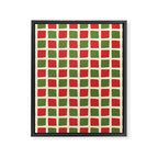 Christmas Windows Mid Century Modern Checkered Red Green Cream Retro Holiday Pattern Framed Canvas Print Gallery Image 8