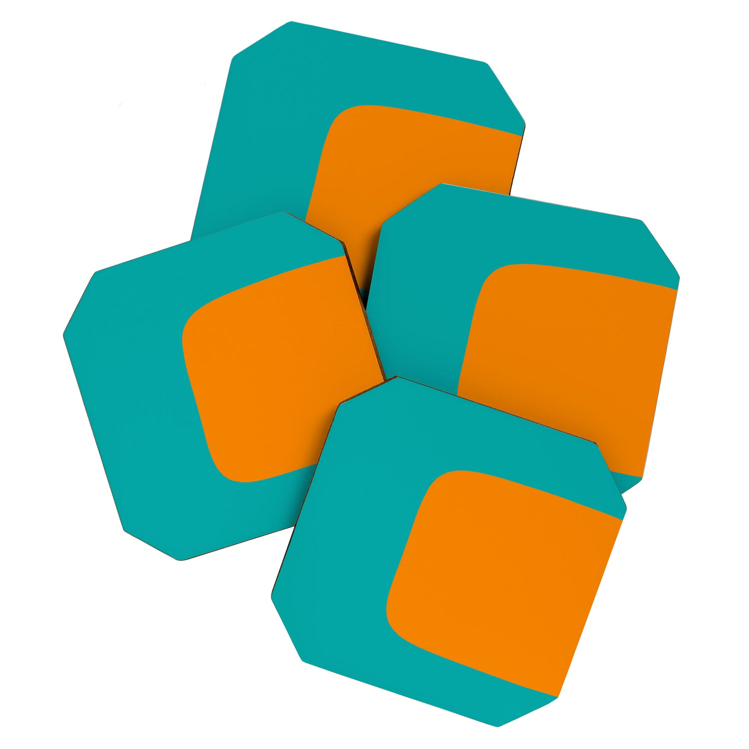 Clarity - Orange and Turquoise Minimalist Coaster Gallery Image 1