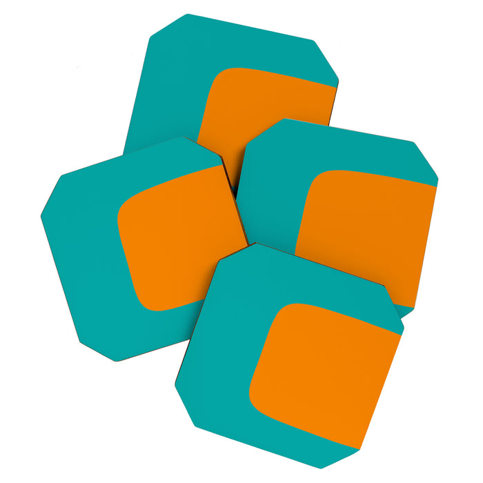 Clarity - Orange and Turquoise Minimalist Coaster Gallery Image 1