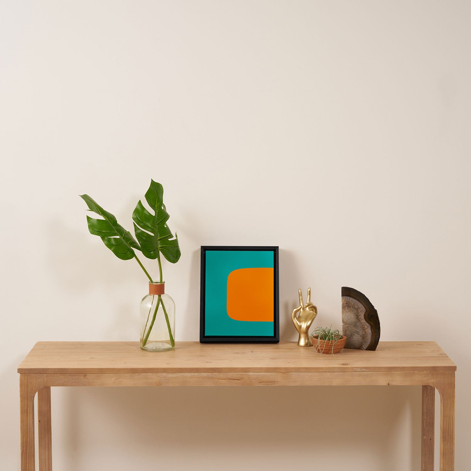 Clarity - Orange and Turquoise Minimalist Framed Canvas Print Gallery Image 4