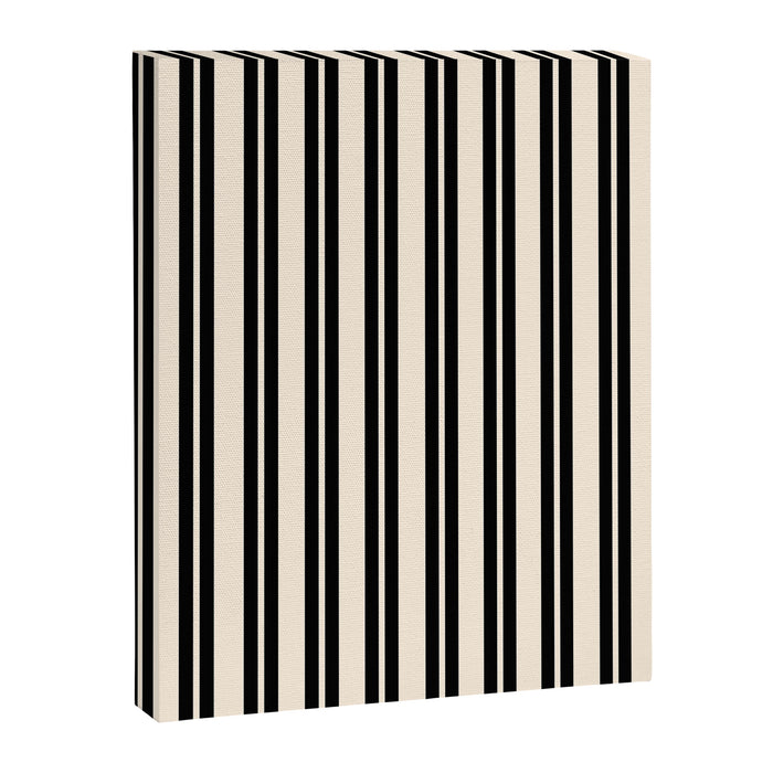 Classic Double Stripe Pattern in Black and Almond Cream Canvas Print Gallery Image 1