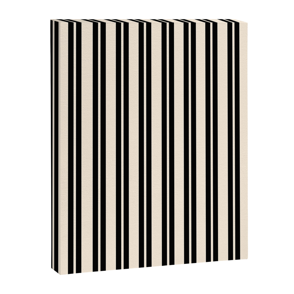 Classic Double Stripe Pattern in Black and Almond Cream Canvas Print Gallery Image 8