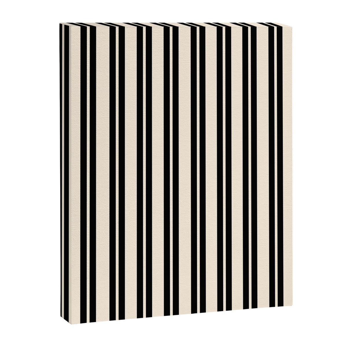 Classic Double Stripe Pattern in Black and Almond Cream Canvas Print Gallery Image 8